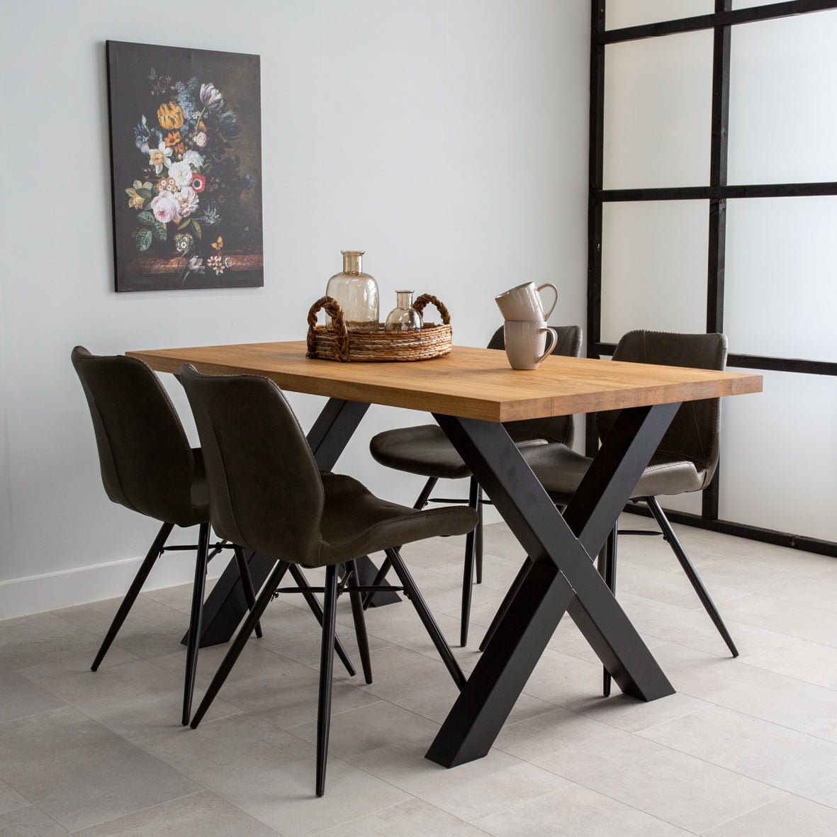 Dining table Rover Oakhout X-Poot Black