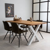 Dining table rover oak x-leg white