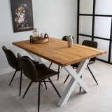 Dining table rover oak x-leg white