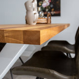 Dining table rover oak x-leg white