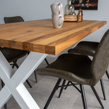 Dining table rover oak x-leg white