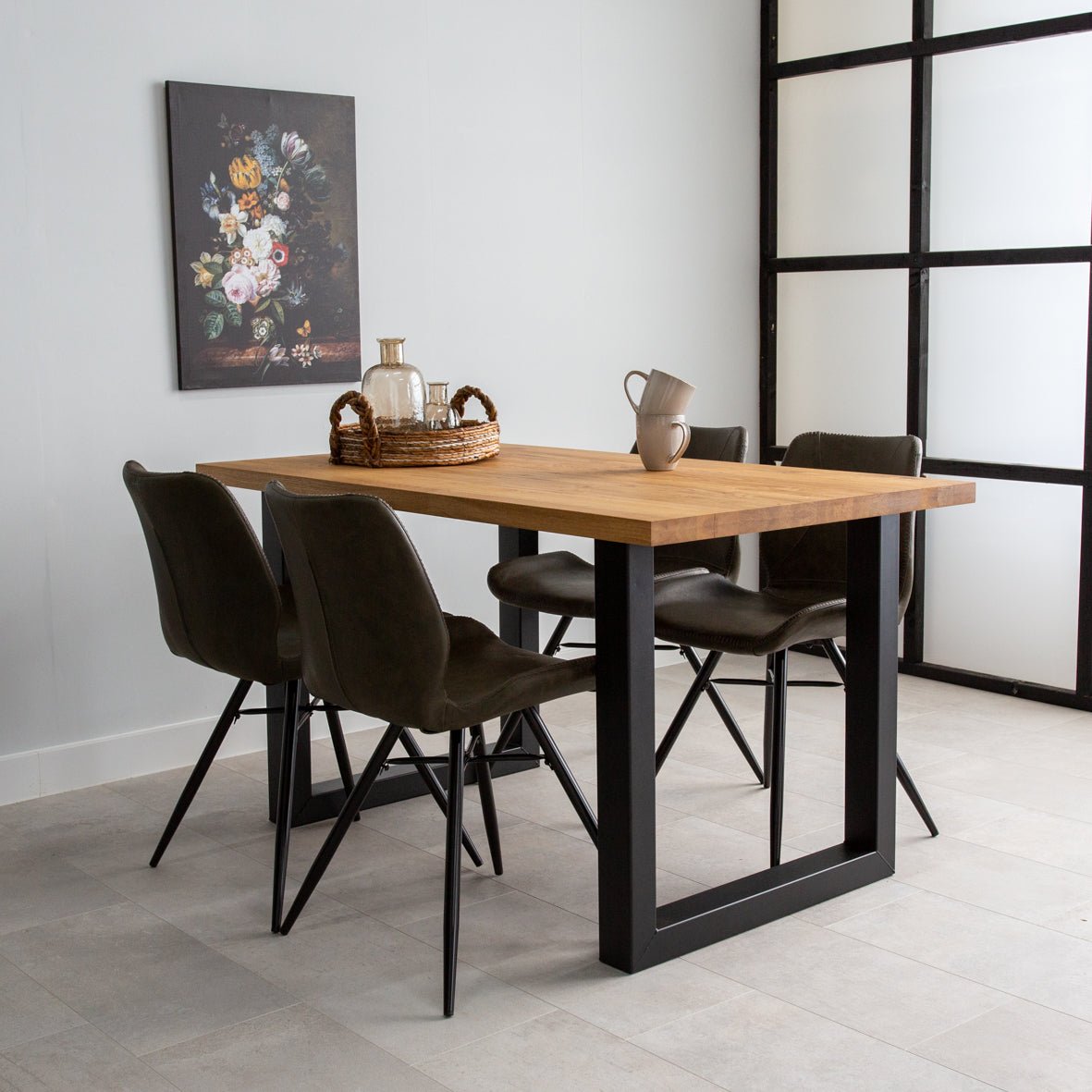 Dining table rover oak u-leg black