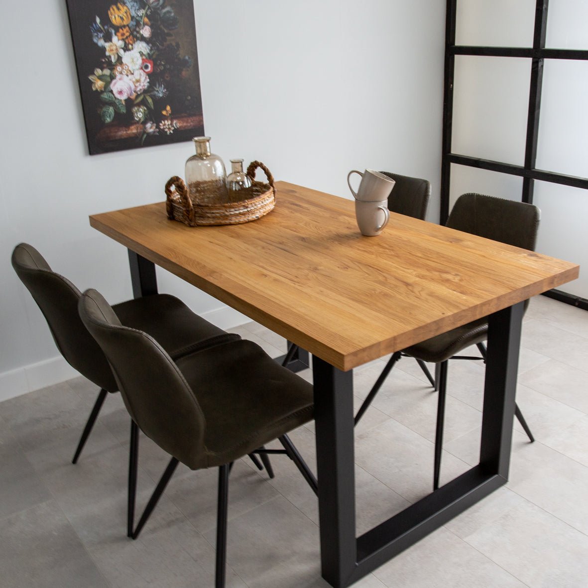 Dining table rover oak u-leg black