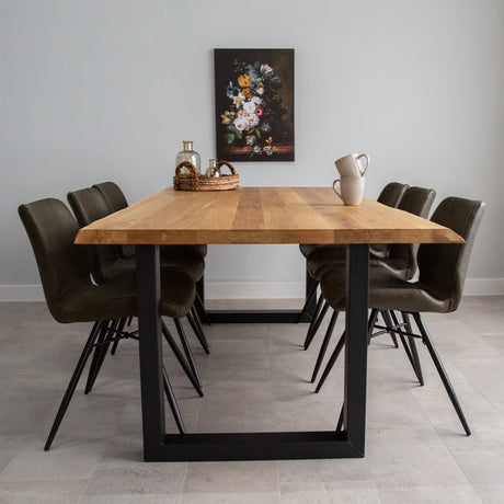 Dining table oak U-leg black Revi