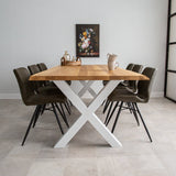 Dining table revi oak x-leg white