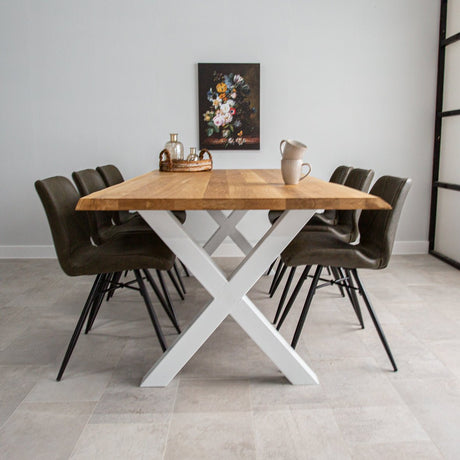 Dining table revi oak x-leg white