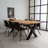 Dining table oak wood X-leg black Revi 