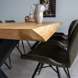 Dining table oak wood X-leg black Revi 