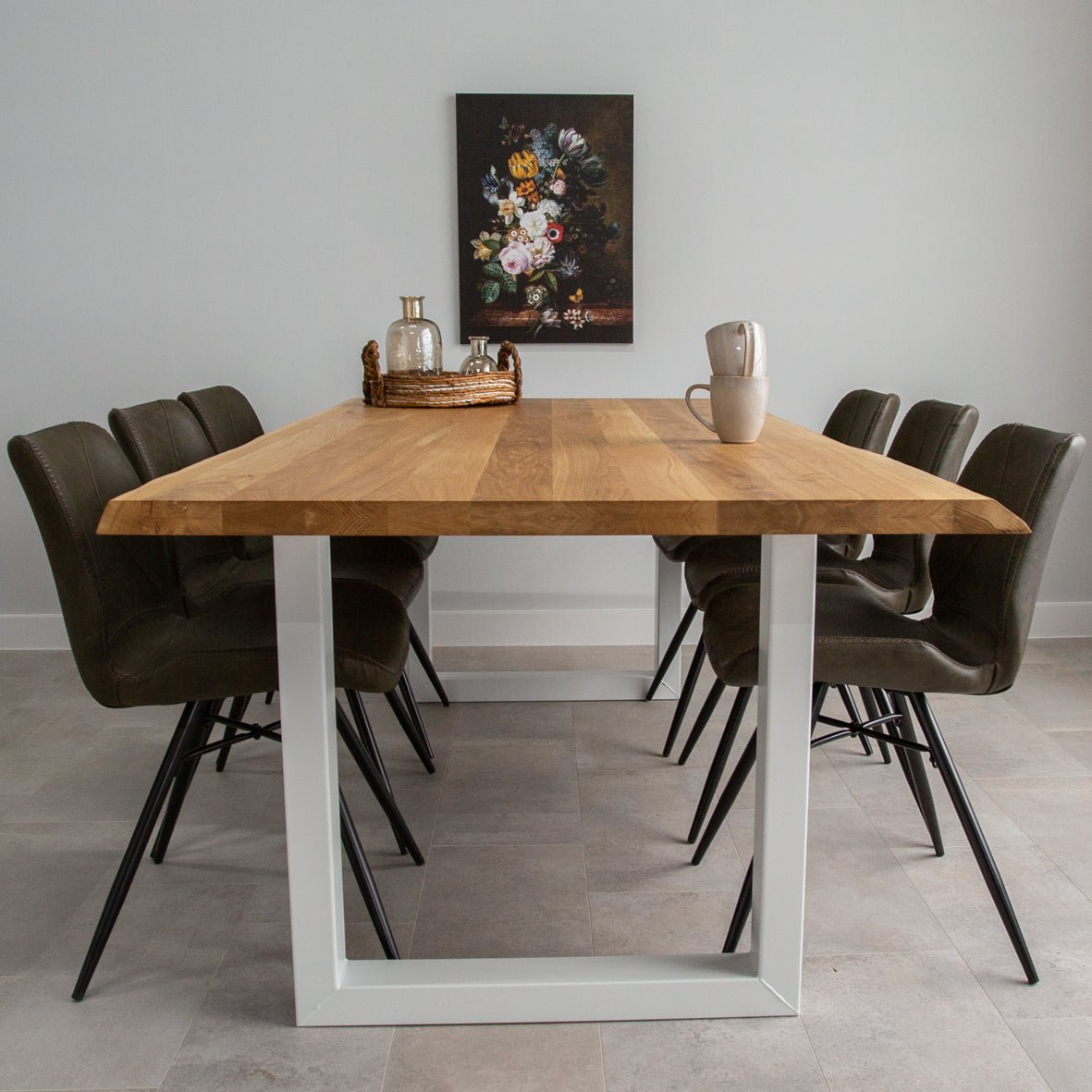 Dining table oak U-leg white Revi