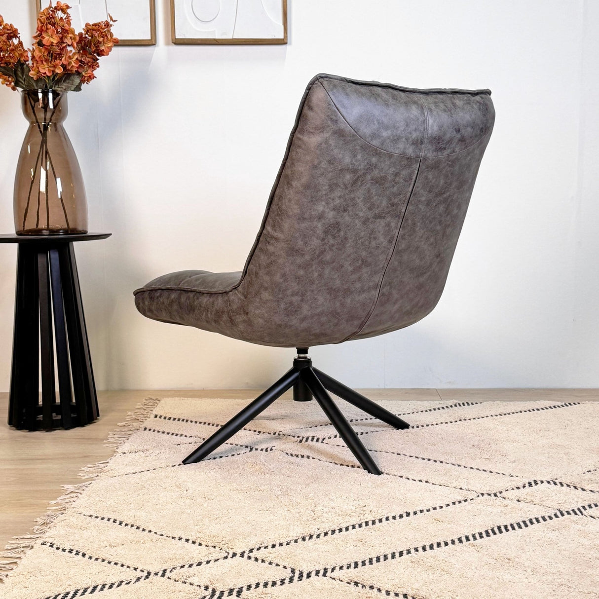 Swivel Chair Yuki Anthracite Eco-leather 360° Rotatable 