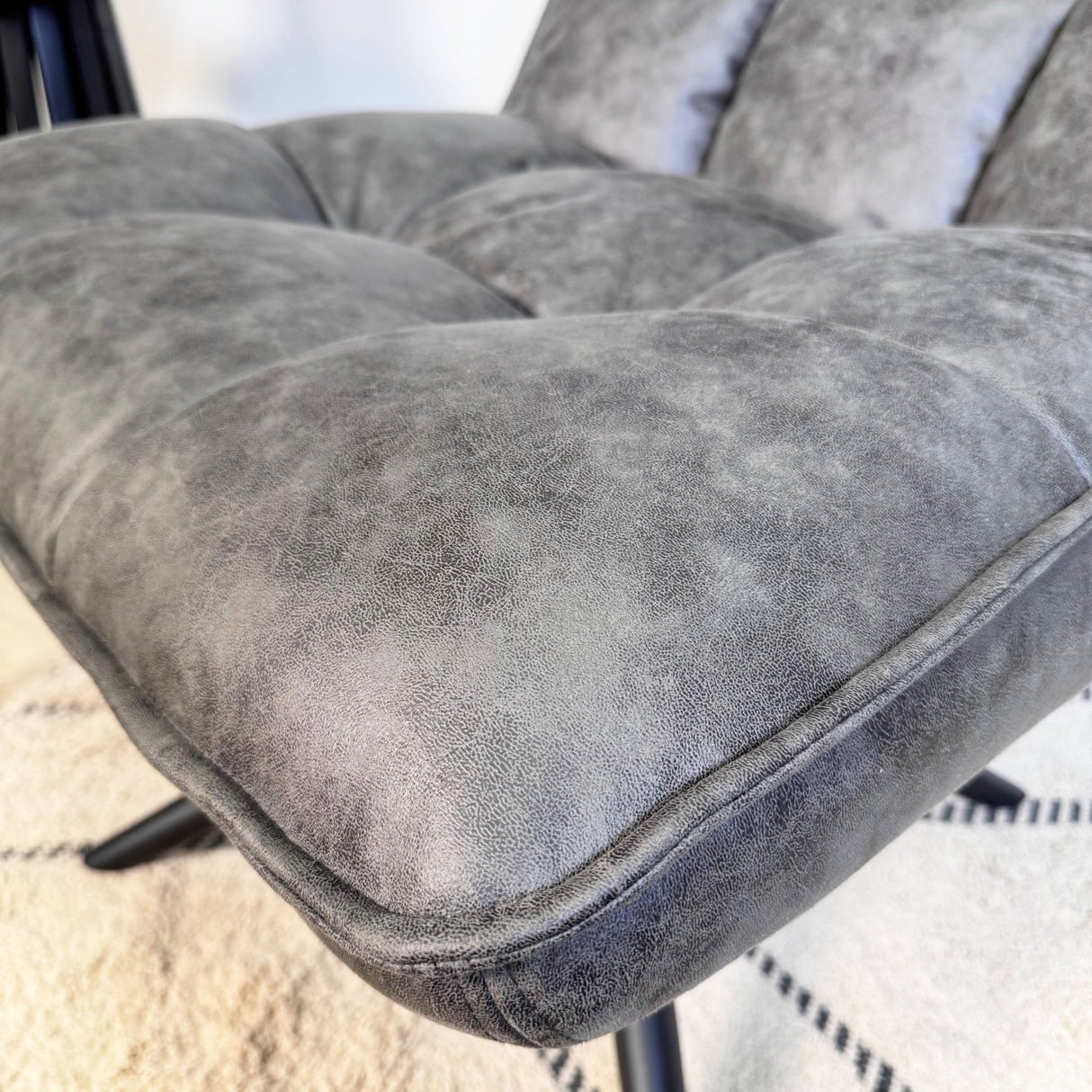 Swivel Chair Yuki Anthracite Eco-leather 360° Rotatable 