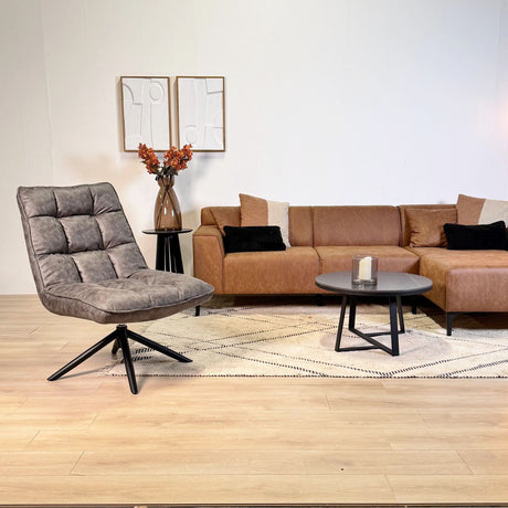 Yuki Swivel Armchair Anthracite Eco-leather 360° Rotatable