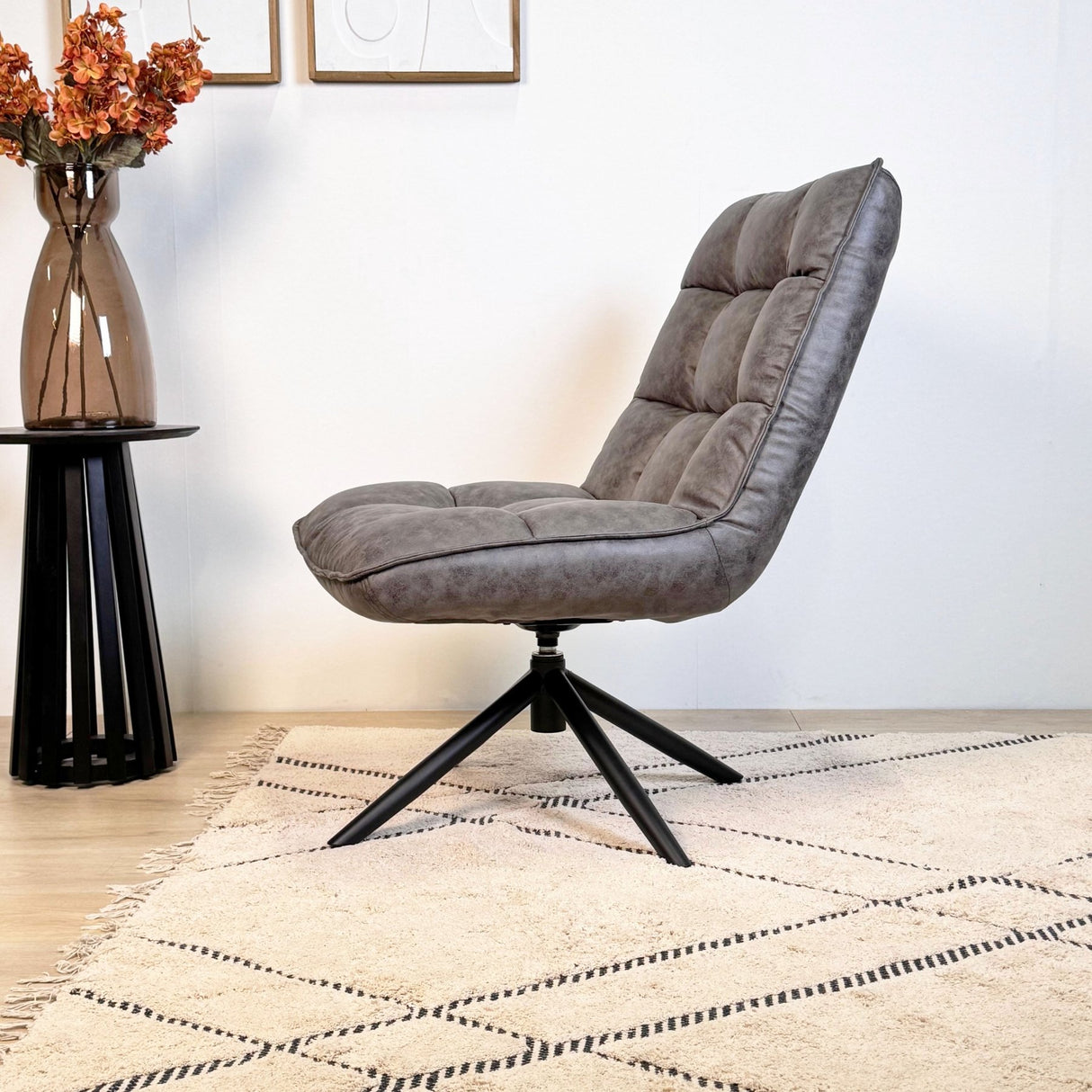 Swivel Chair Yuki Anthracite Eco-leather 360° Rotatable 