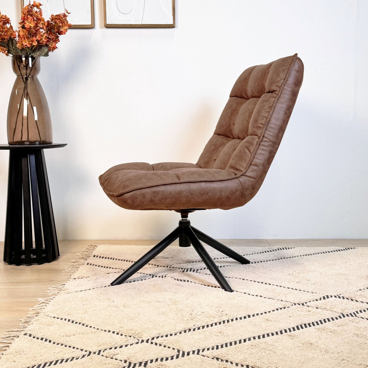 Swivel Chair Yuki Cognac Eco-leather 360° Rotatable 