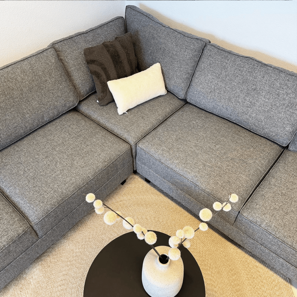 Corner sofa Kale Fabric Grey - five seater 