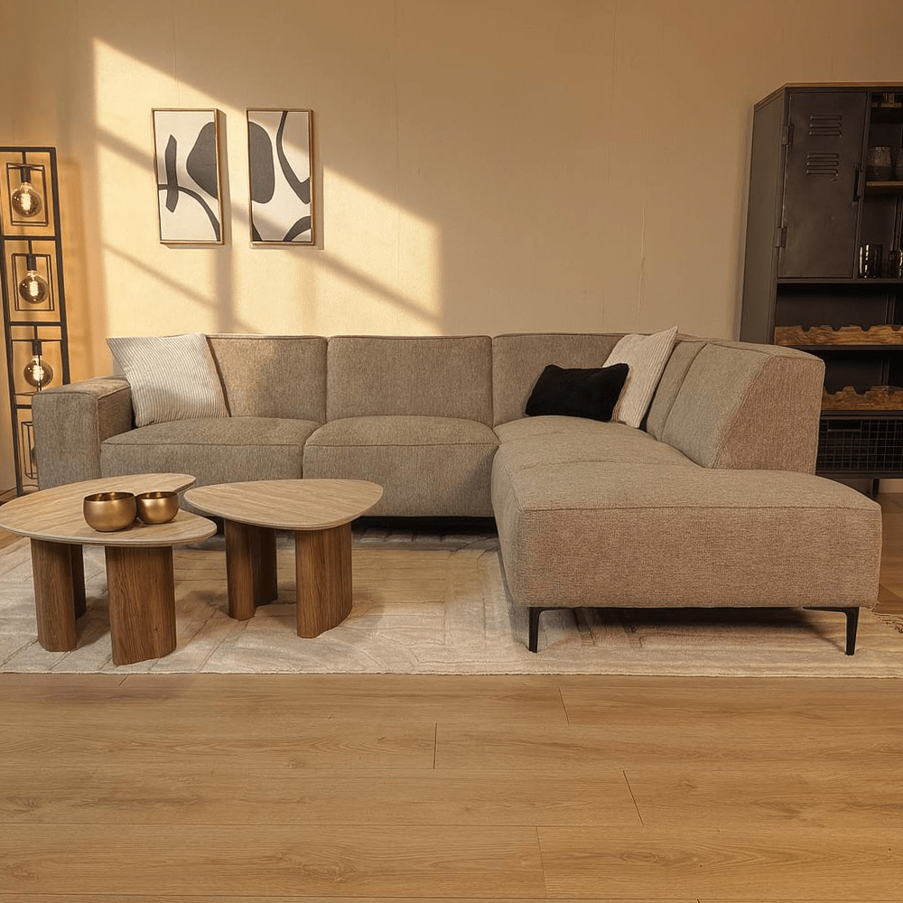 Coffee table set of 2 Jimi travertine top with walnut base 