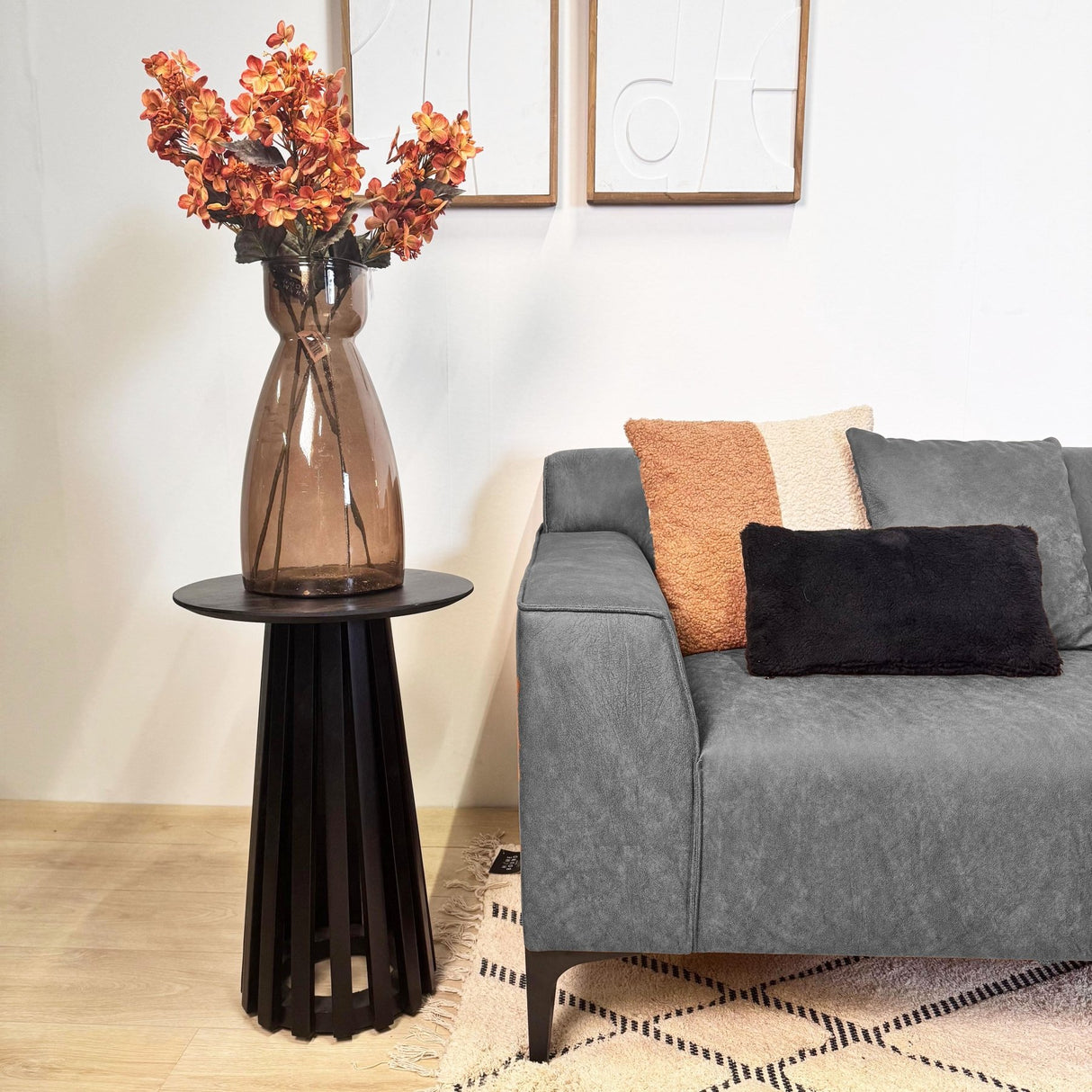 Davidson Corner Sofa Microfiber Anthracite with Compact Lounge - Right 