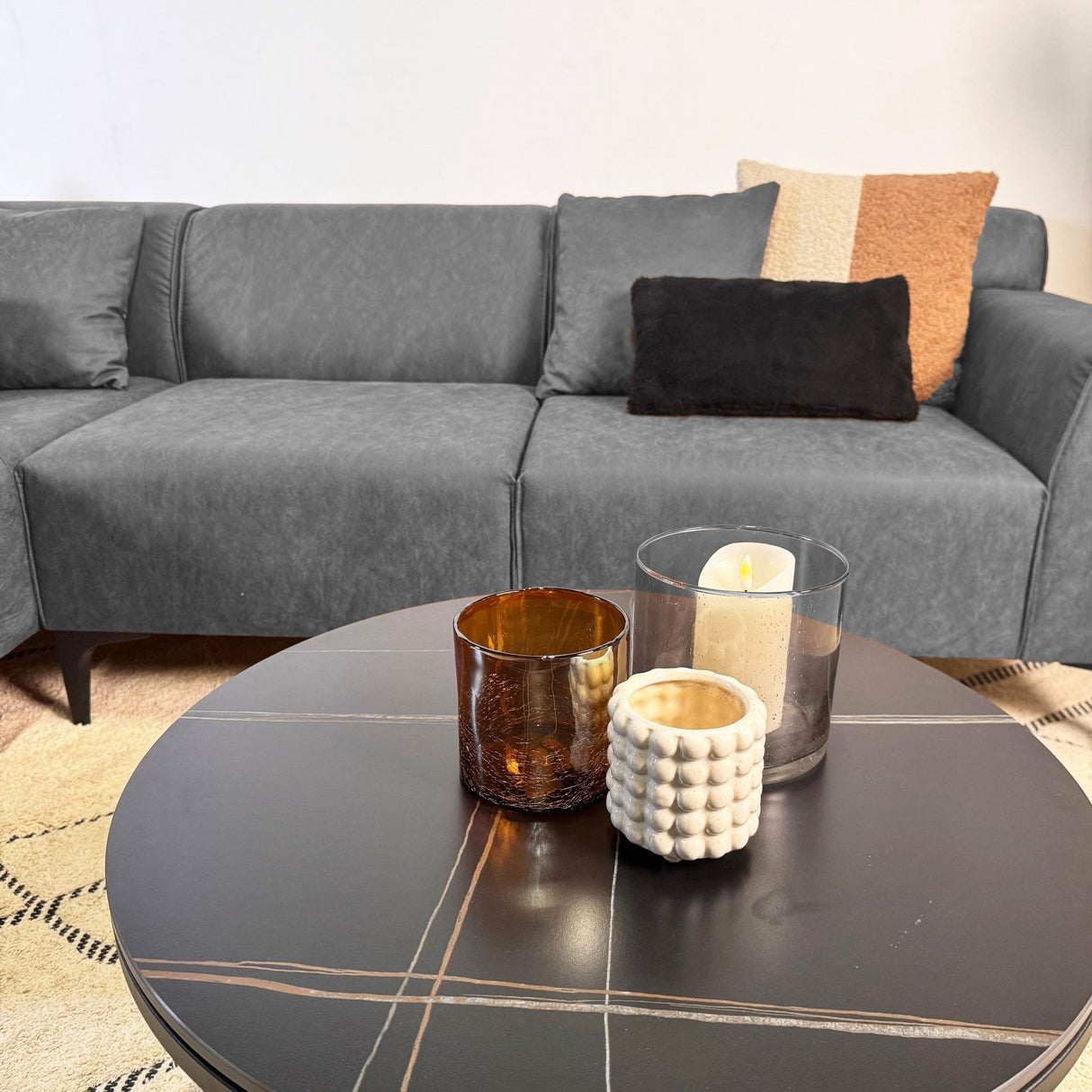 Davidson Corner Sofa Anthracite Left - Microfiber Fabric 