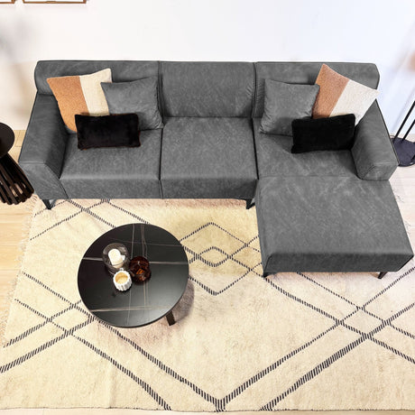 Davidson Corner Sofa Microfiber Anthracite with Compact Lounge - Right 