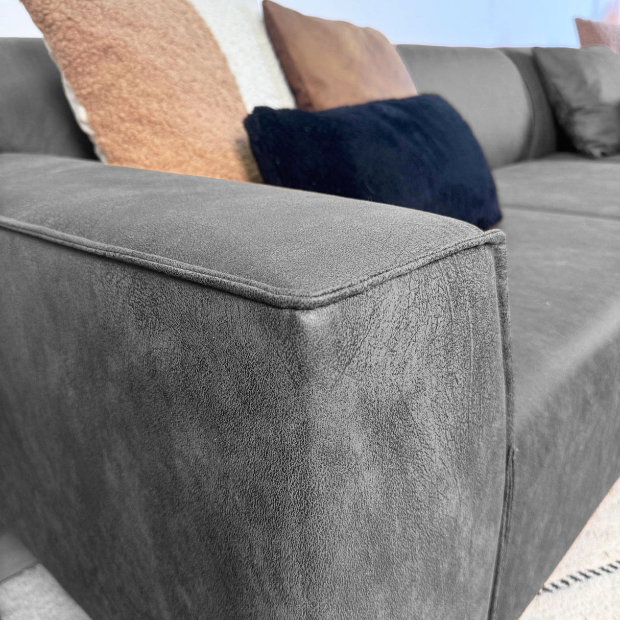 Davidson Corner Sofa Anthracite Left - Microfiber Fabric 