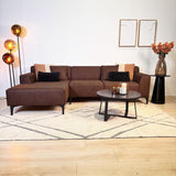 Davidson Microfiber Cognac Corner Sofa with Compact Lounge - Left 