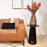 Davidson Microfiber Cognac Corner Sofa with Compact Lounge - Left 
