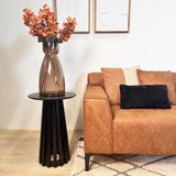 Davidson Cognac Corner Sofa Right - Microfiber Fabric 