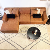 Davidson Microfiber Cognac Corner Sofa with Compact Lounge - Left 