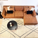 Corner sofa with compact lounge cognac microfiber Davidson - right 