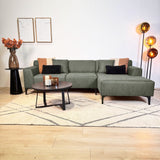 Corner sofa Davidson Microfiber Green with compact lounge - Right 