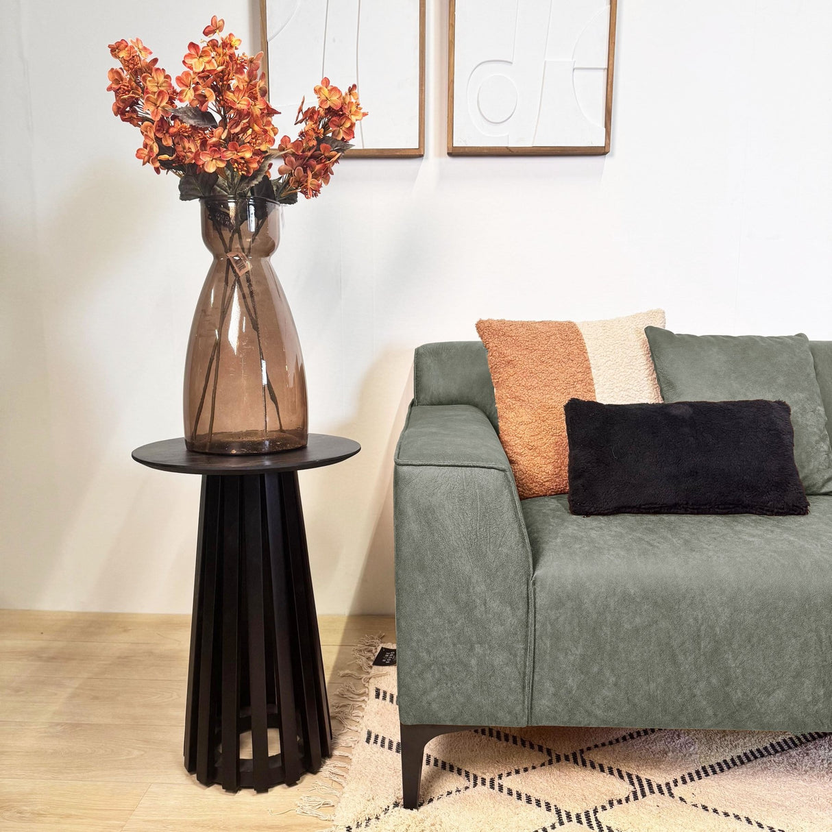Corner sofa Davidson Microfiber Green with compact lounge - Right 