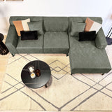 Corner sofa Davidson Microfiber Green with compact lounge - Right 