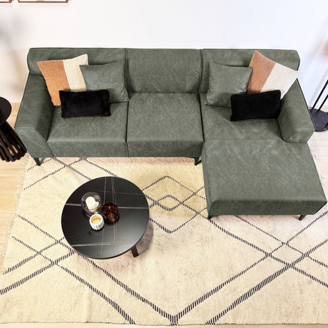 Corner sofa Davidson Microfiber Green with compact lounge - Right 