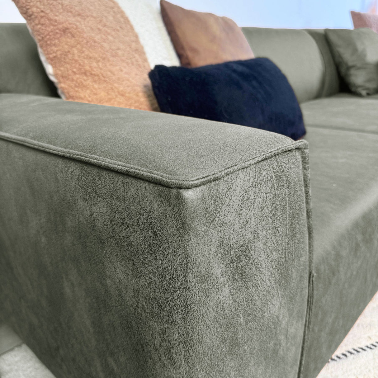 Corner sofa Davidson Microfiber Green with compact lounge - Right 