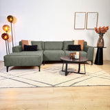 Davidson Microfiber Corner Sofa Green with Compact Lounge - Left 