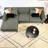 Davidson Microfiber Corner Sofa Green with Compact Lounge - Left 