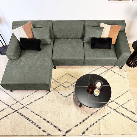 Davidson Microfiber Corner Sofa Green with Compact Lounge - Left 