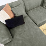 Davidson Microfiber Corner Sofa Green with Compact Lounge - Left 