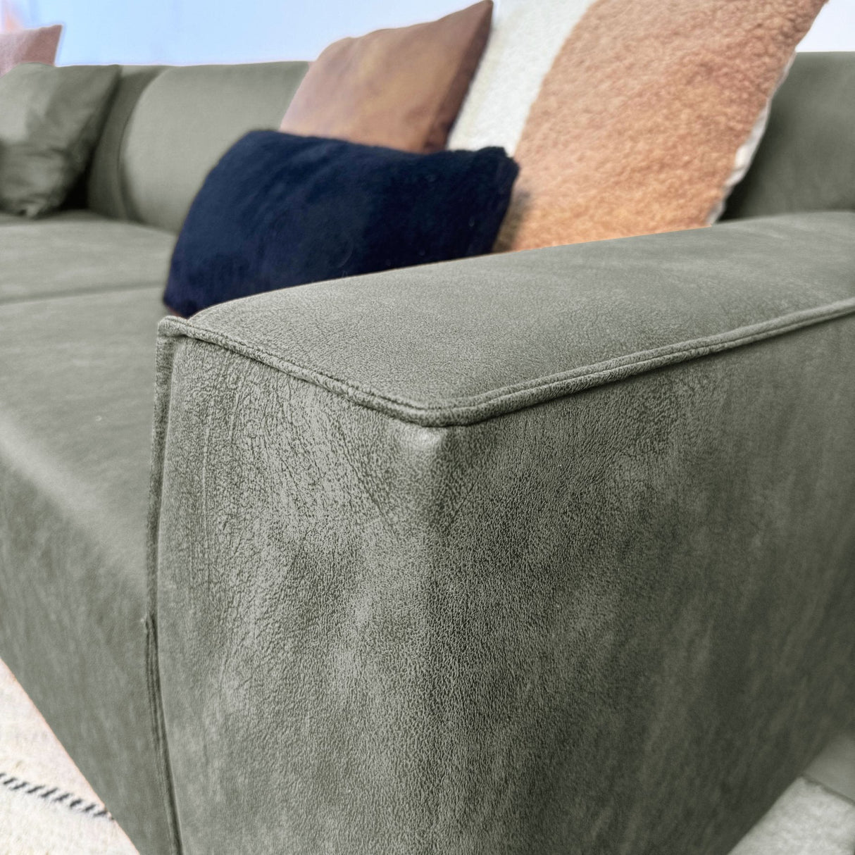 Davidson Microfiber Corner Sofa Green with Compact Lounge - Left 