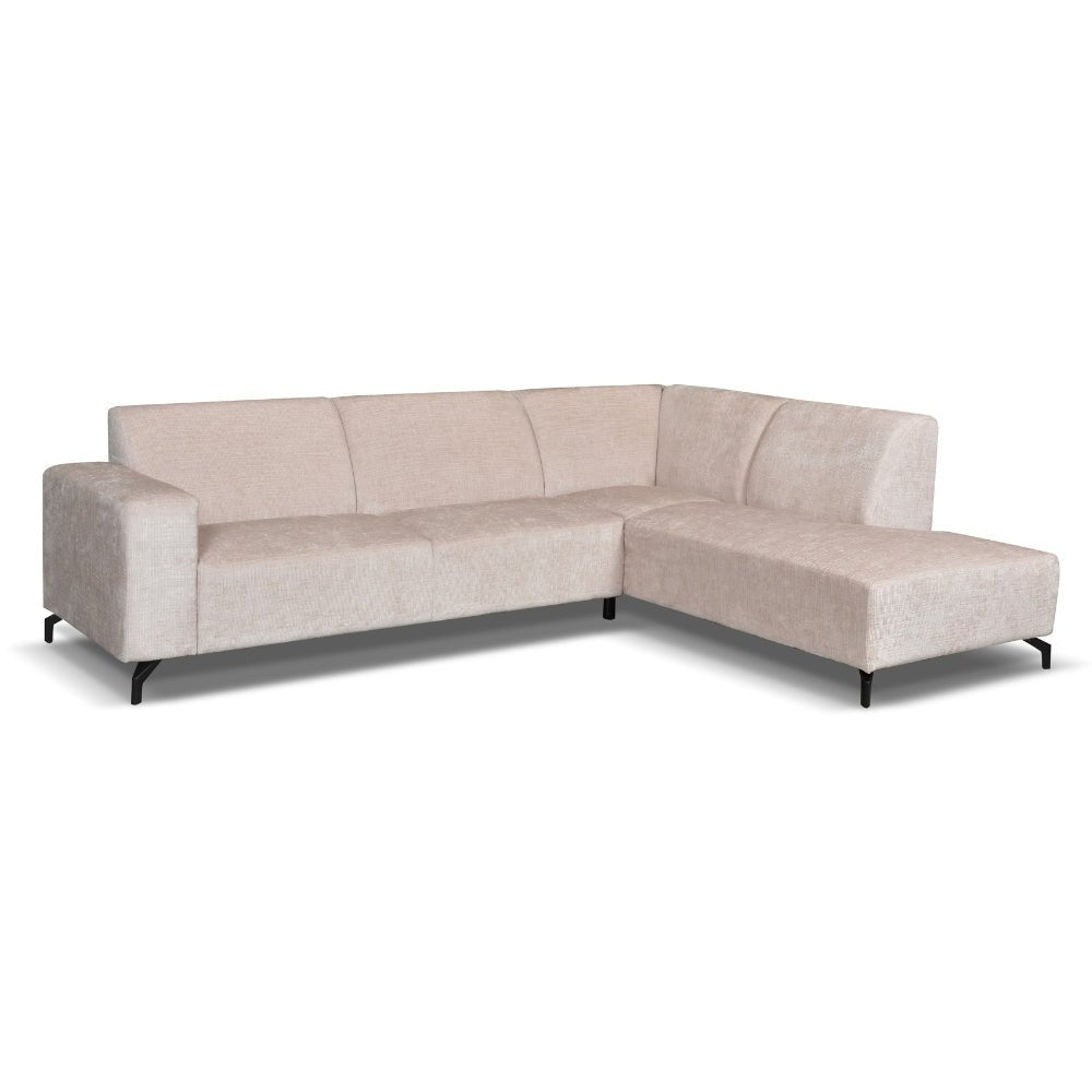 Corner sofa Manon with Chaise Longue on the right Chenille Beige