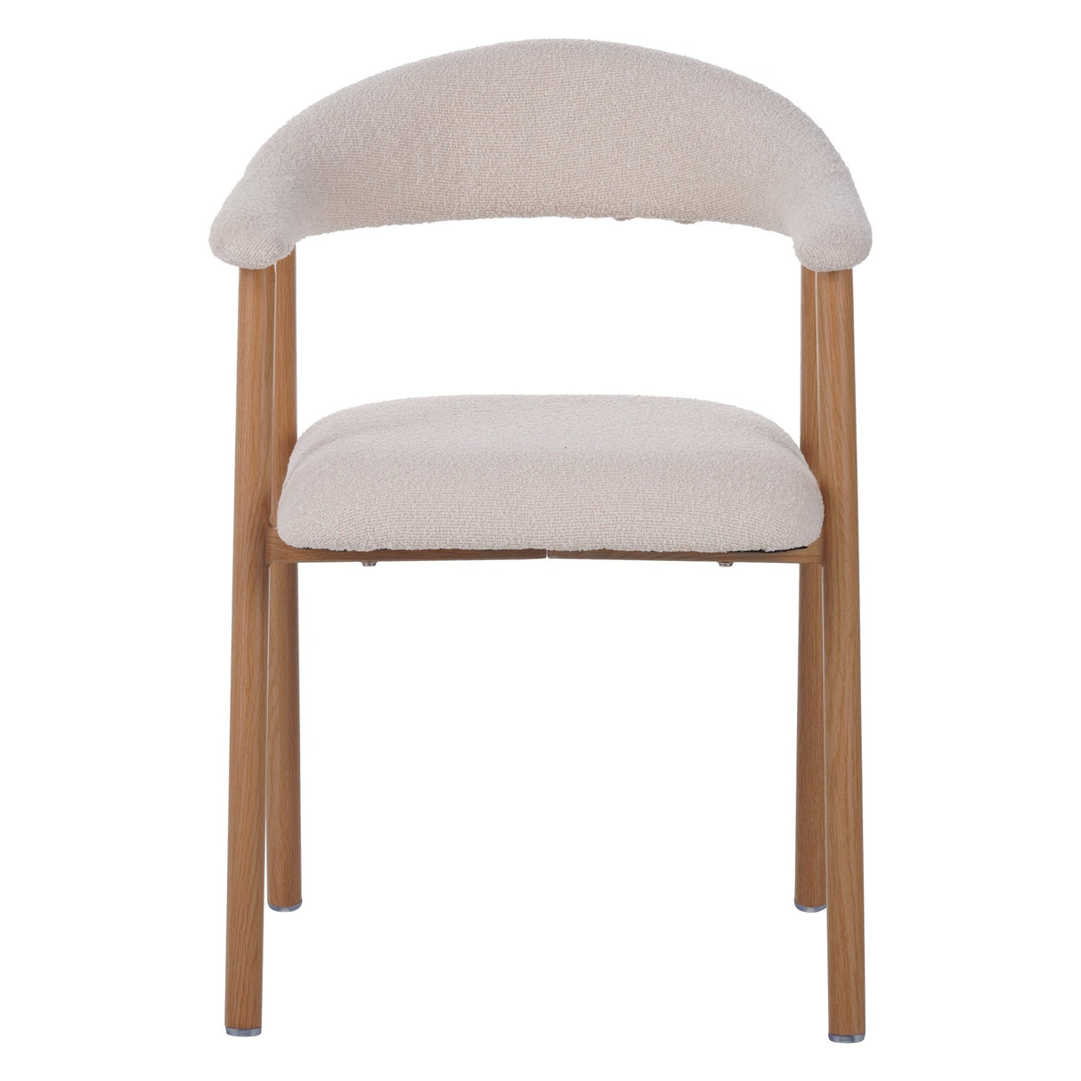 Japandi Dining Chair Ivory Bouclé Suki - Oak Look Frame - With Armrests 