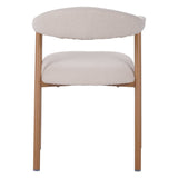 Japandi Dining Chair Ivory Bouclé Suki - Oak Look Frame - With Armrests 