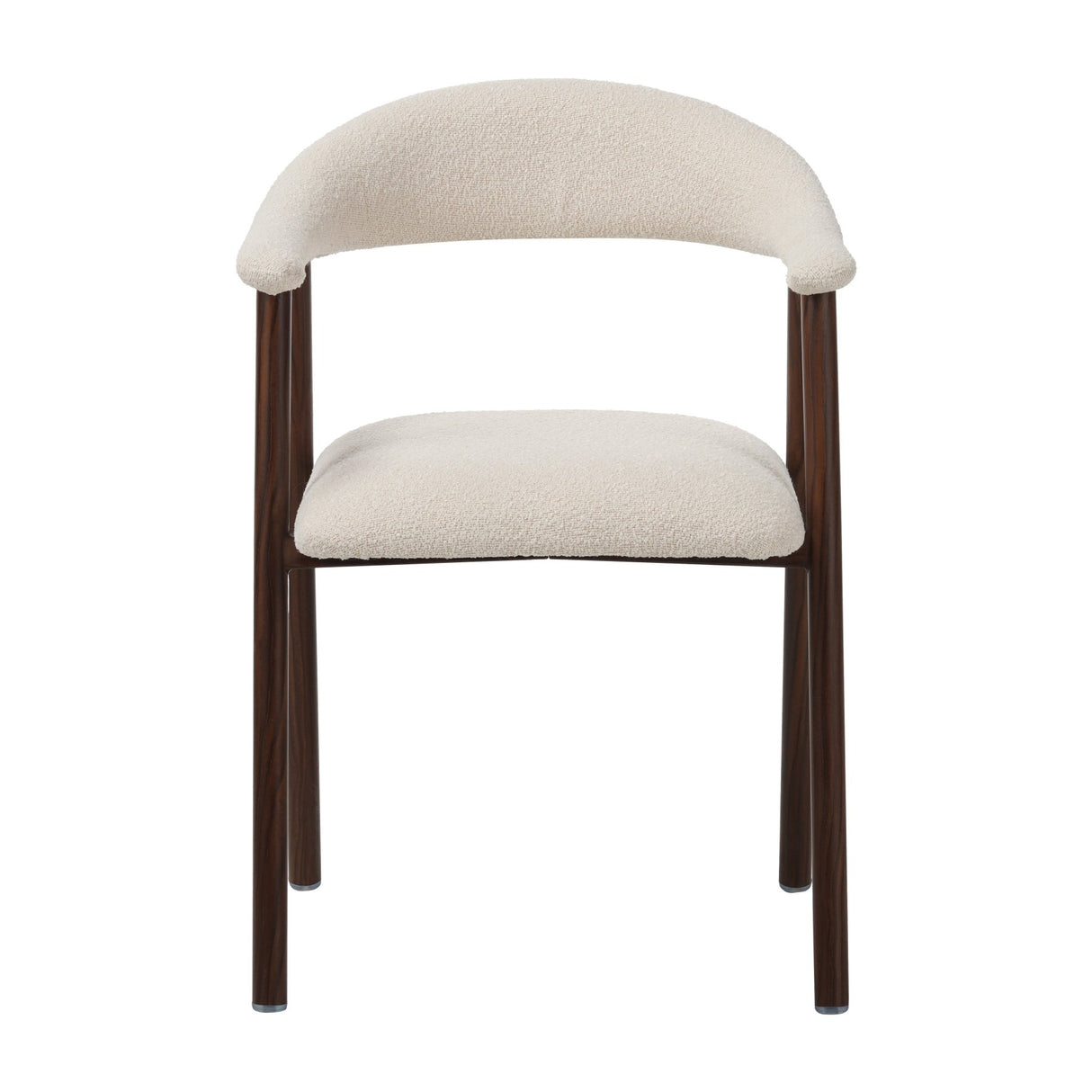Japandi Dining Chair Ivory Bouclé Suki - Walnut Frame - With Armrests 