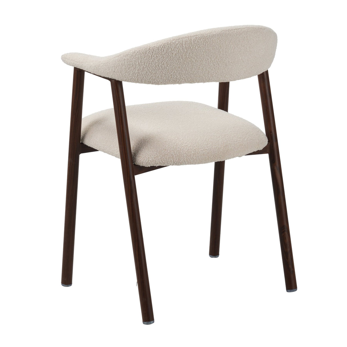 Japandi Dining Chair Ivory Bouclé Suki - Walnut Frame - With Armrests 