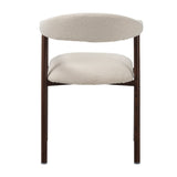 Japandi Dining Chair Ivory Bouclé Suki - Walnut Frame - With Armrests 