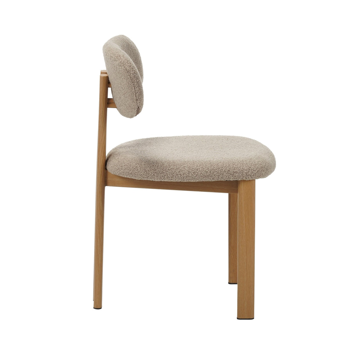 Japandi Dining Chair Miyo Bouclé Sand Color - Oak Look Frame 
