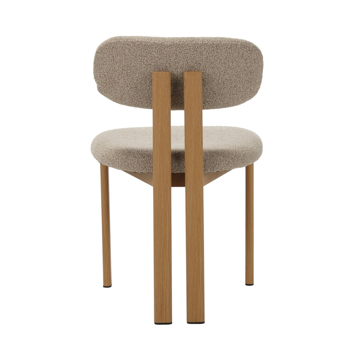 Japandi Dining Chair Miyo Bouclé Sand Color - Oak Look Frame 
