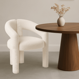 Design Dining Chair Ivory Bouclé Maro - Fully Upholstered 