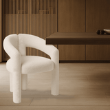 Design Dining Chair Ivory Bouclé Maro - Fully Upholstered 
