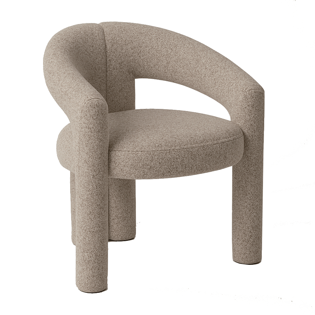 Design Dining Chair Sand Color Bouclé Maro - Fully Upholstered 